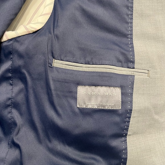 Zara Man Men’s Grey Suit Blazer & Pants 36” Jacket 36” Shoulder, pant inseam - Picture 12 of 16